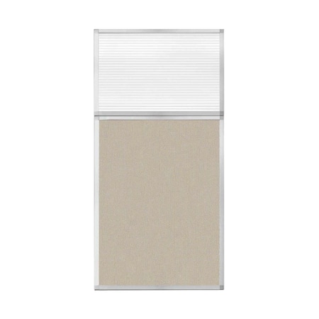 Versare Hush Panel Configurable Cubicle Partition 3' x 6' W/ Window Sand Fabric Clear Fluted Window 1852318-1